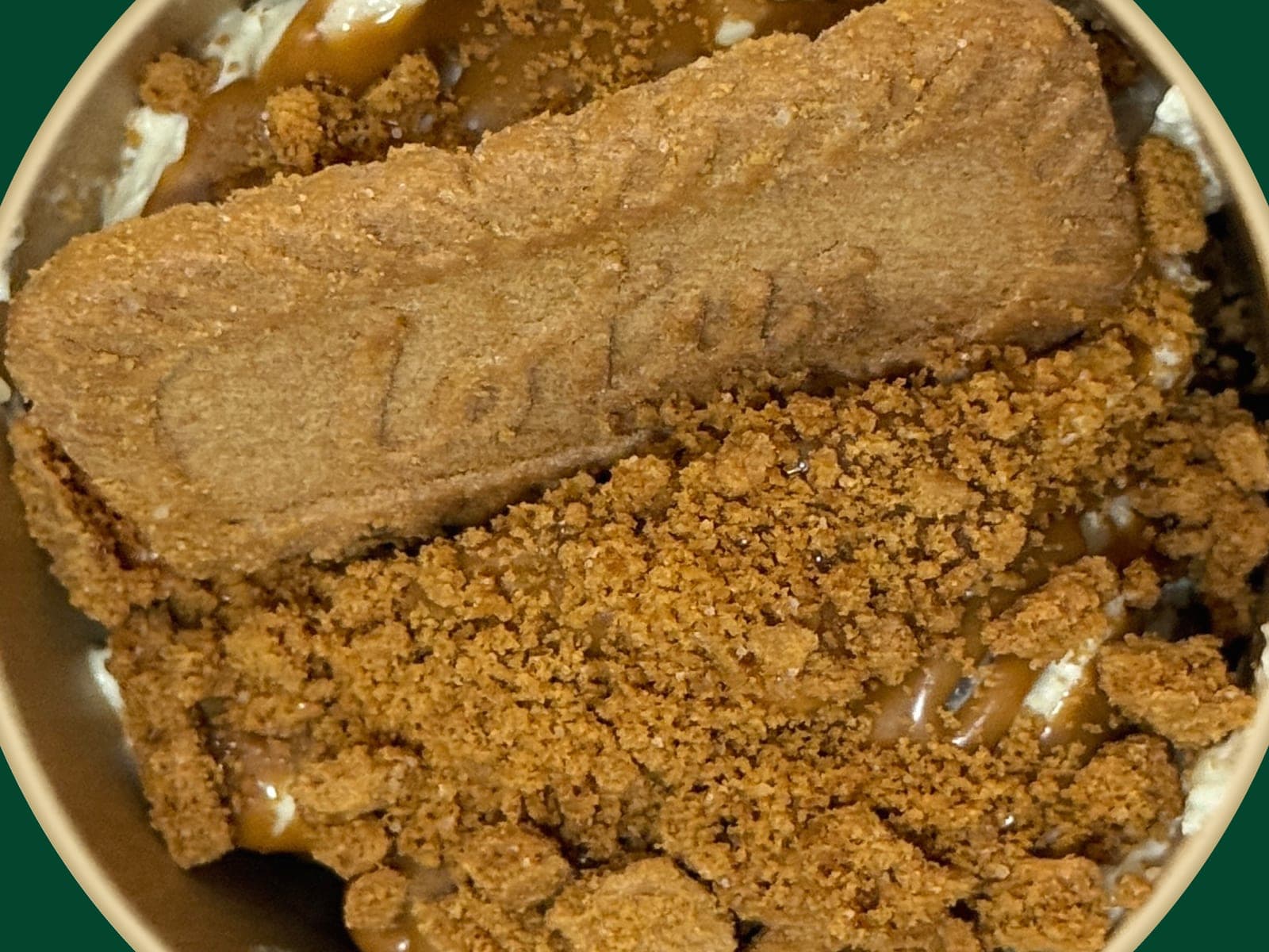 Banana pudding loaded with crushed biscoff cookies